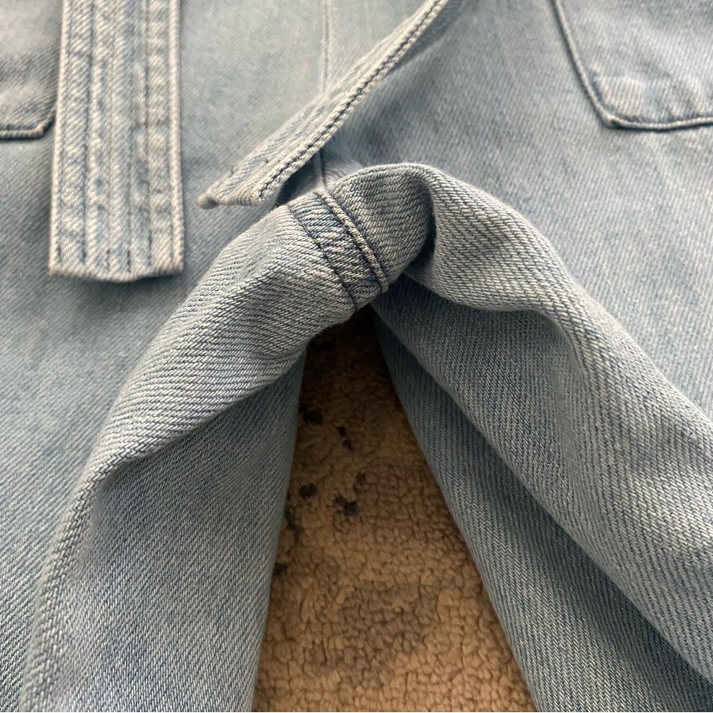 Sezane Anthon Trouser FR 40 US 8 100% Cotton Light Wash Blue Paper Bag Waist - Picture 4 of 14